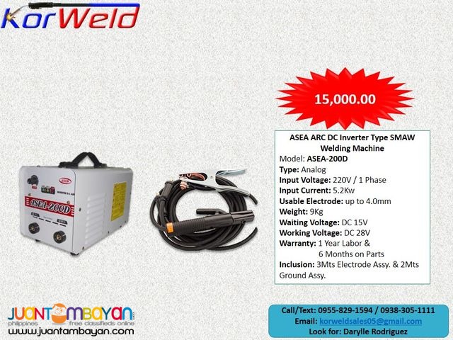 ARC Welding Machine DC Inverter Type (ASEA-200D White)