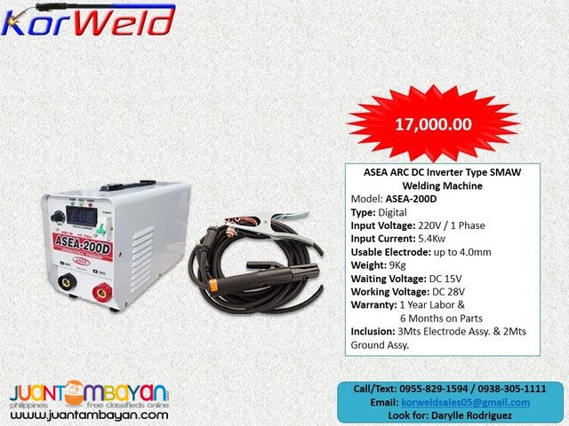 ARC Welding Machine DC Inverter Type (ASEA-200D Digital)