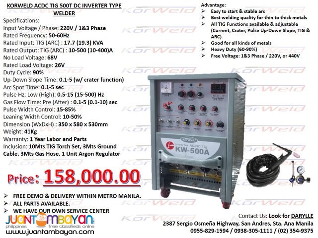 TIG Welding ACDC Korweld 500Amps DC Inverter Type