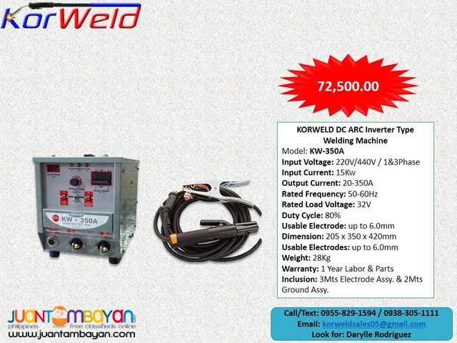 ARC Welding Machine Korweld -3350Amps (220V,440V) Inverter Type