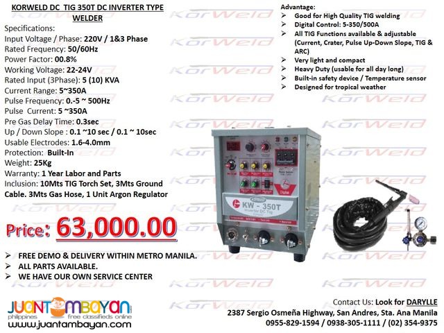 TIG Welding DC Korweld-350Amps (220V) Inverter Type