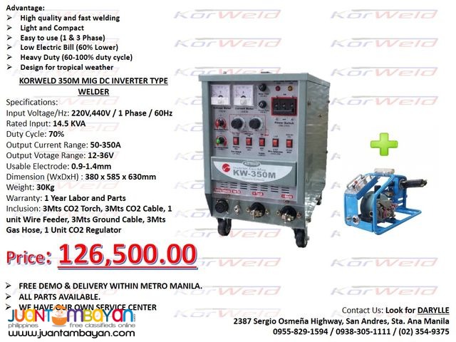 MIG Welding Machine Korweld 350Amps (220V,440V) Inverter Type