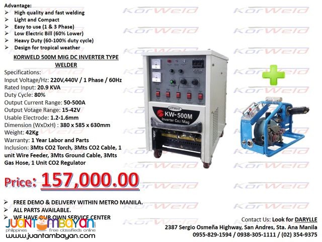 MIG Welding Machine Korweld 500Amps (220V,440V) Inverter Type
