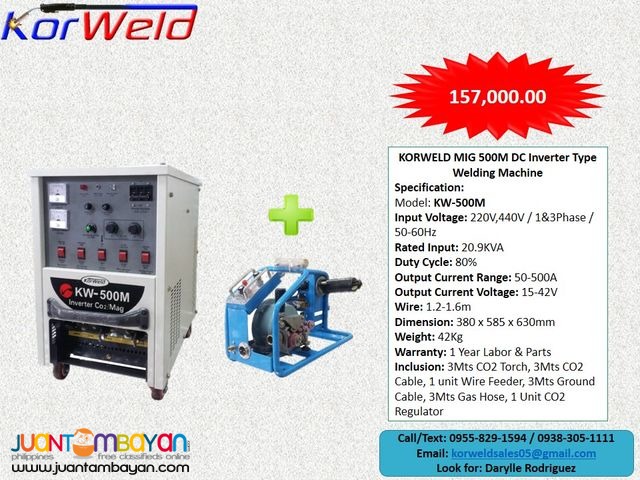 MIG Welding Machine Korweld 500Amps (220V,440V) Inverter Type