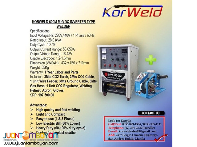 MIG Welding Machine Korweld 600Amps (220V,440V) Inverter Type