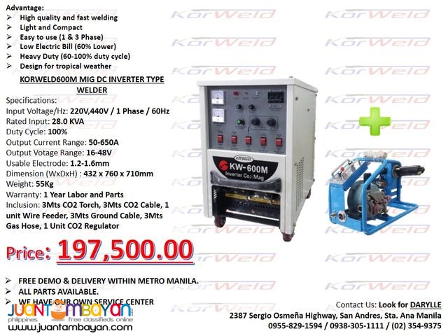 MIG Welding Machine Korweld 600Amps (220V,440V) Inverter Type