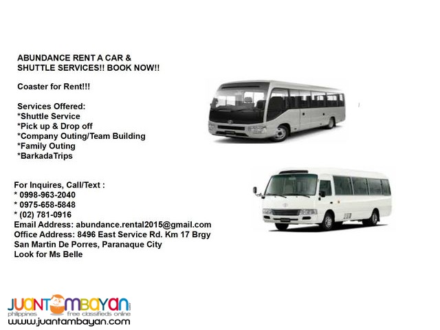 Car Rental & Shuttle Services! 