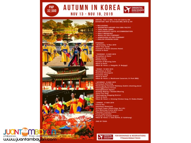  PROMO Autumn in Korea All in  Group Tour Package  
