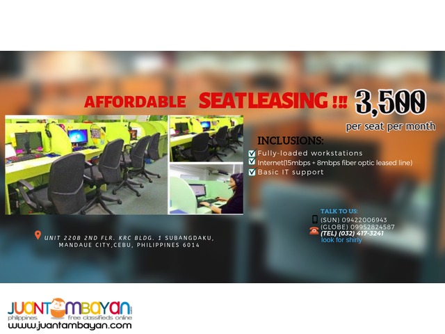 Cebu City Office Space for RENT / Seat Leasing 35 SEATS SQM