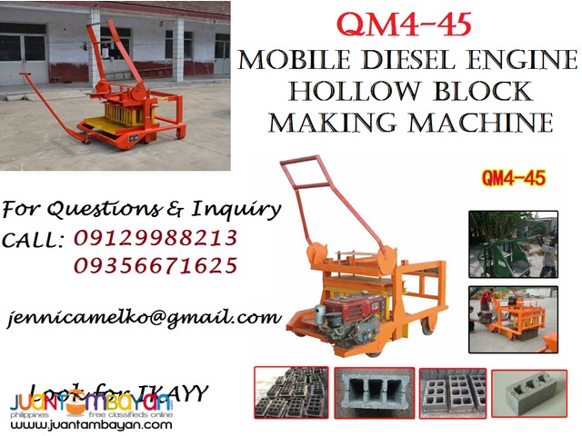 QM4-45 Mobile Diesel Engine Hollow Block Making Machine
