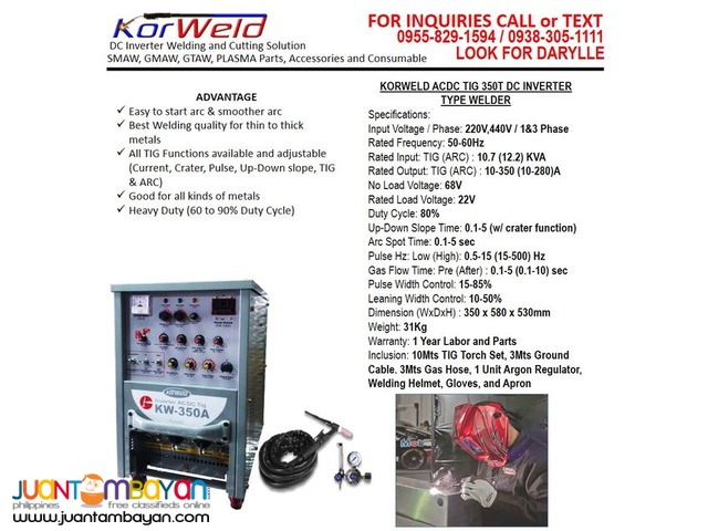 ACDC TIG Welding Machine Korweld ACDC TIG350 (220V,440V)