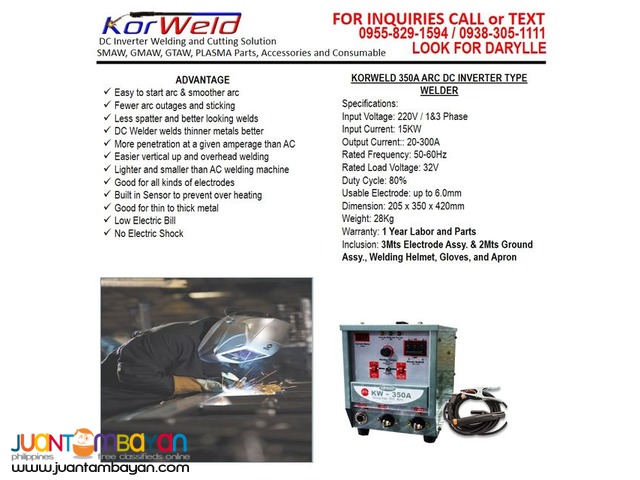 ARC/Stick Welding Machine Korweld 350A (220V)
