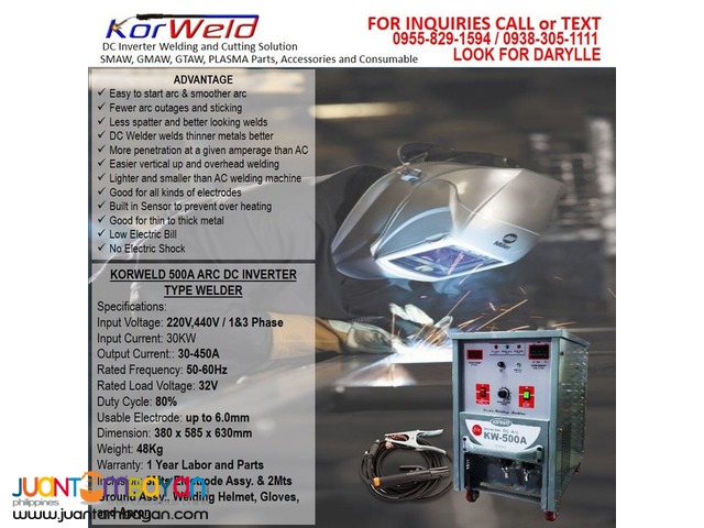 ARC/Stick Welding Machine Korweld 500A (220V,440V)