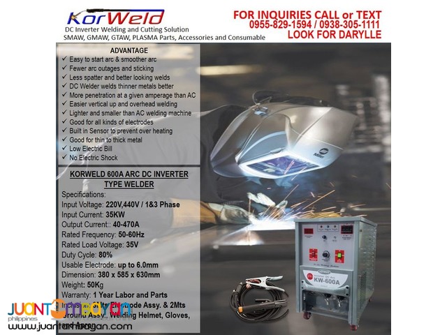 ARC/Stick Welding Machine Korweld 600A (220V,440V)