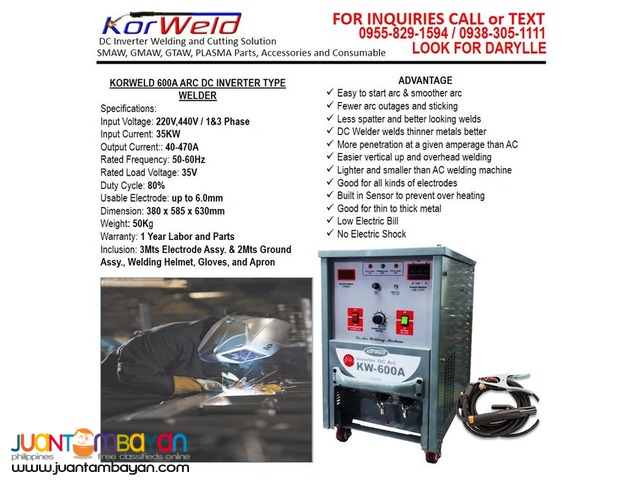 ARC/Stick Welding Machine Korweld 600A (220V,440V)