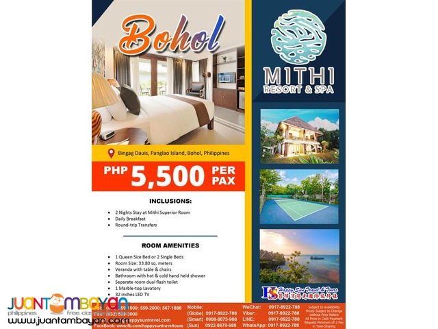 3D2N Stay in MITHI Resort & Spa– Bohol