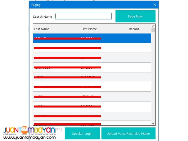 Paging System (Pre Recorded Audio Names)