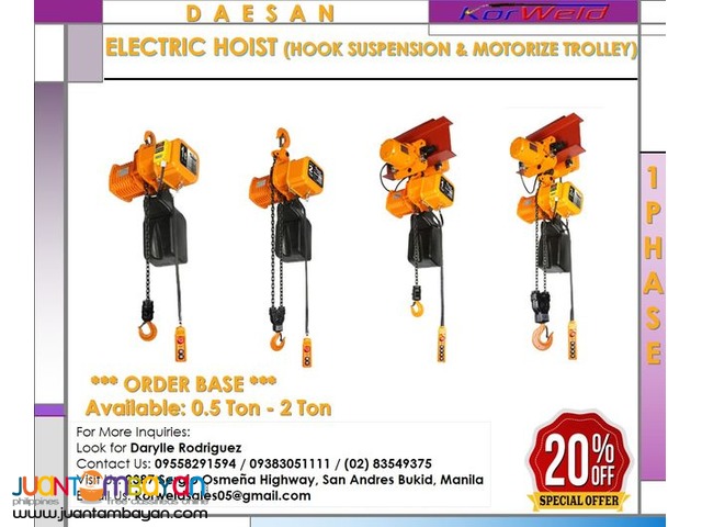 DAESAN ELECTRIC HOIST DSS & DSSM SERIES (MADE  IN KOREA