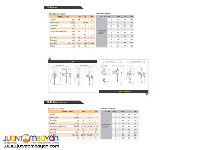 DAESAN ELECTRIC HOIST DSS & DSSM SERIES (MADE  IN KOREA