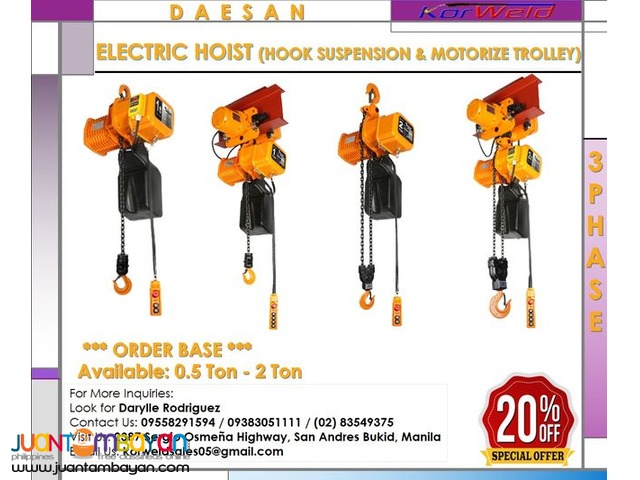 DAESAN ELECTRIC HOIST DST  & DSTM SERIES (MADE IN KOREA)