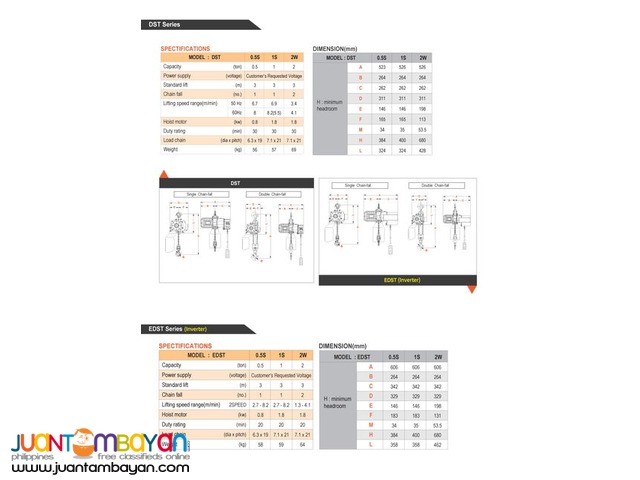 DAESAN ELECTRIC HOIST DST  & DSTM SERIES (MADE IN KOREA)