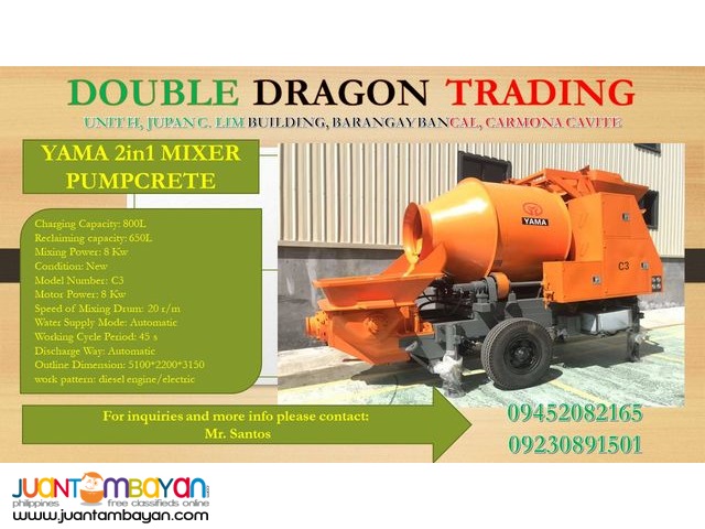 YAMA 2 In 1 MIXER AND CONCRETE PUMP YAMA 2 In 1 MIXER AND CONCRETE PUMP