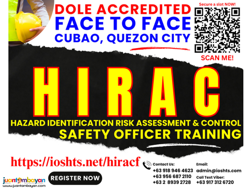 Face To Face HIRAC Training Training for Safety Officers DOLE Training