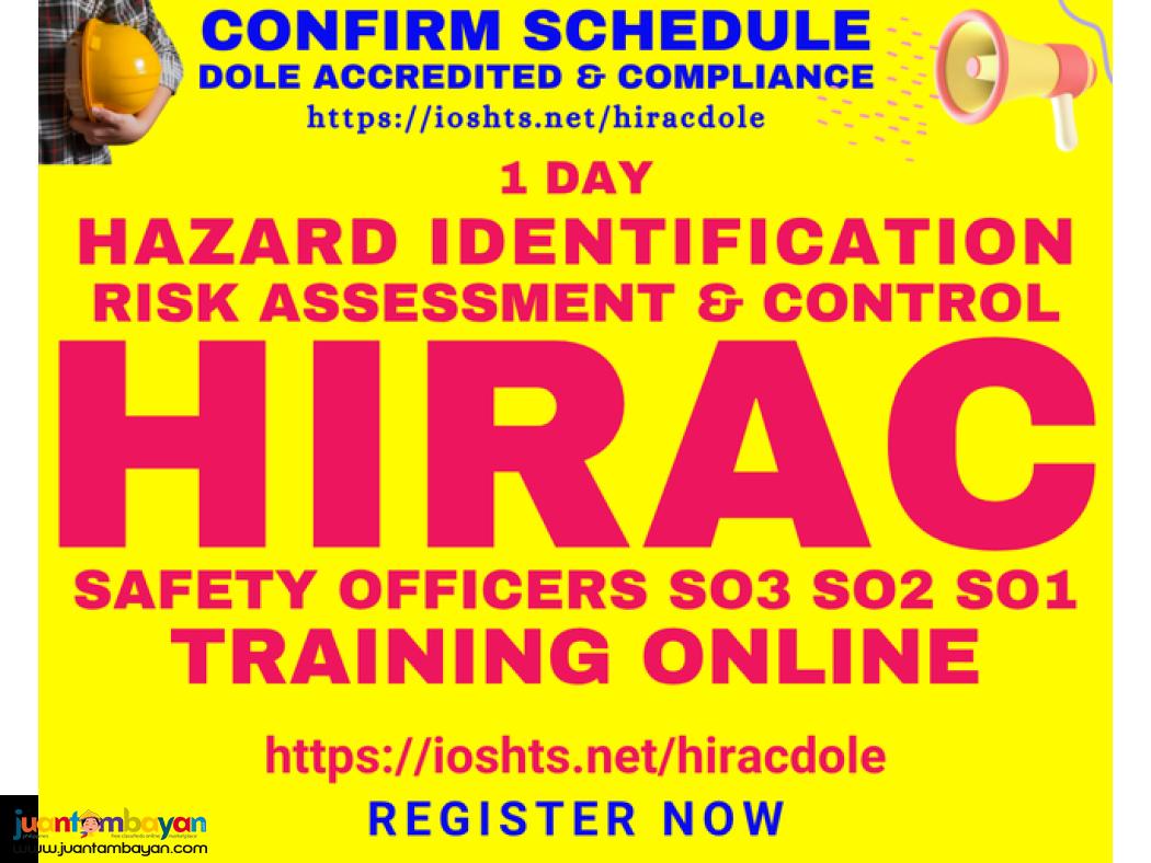 HIRAC Training DOLE Accredited Safety Officer Training Online SO3 SO2