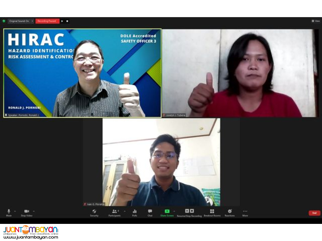 HIRAC Training DOLE Accredited Safety Officer Training Online SO3 SO2