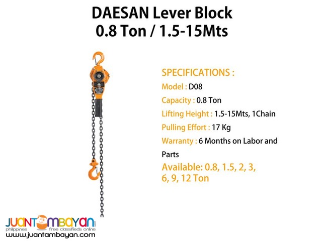 Lever Block 0.8 Ton D1 Type (Made In Korea)