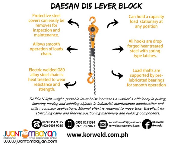 Lever Block 1.5 Ton D1 Type (Made In Korea)