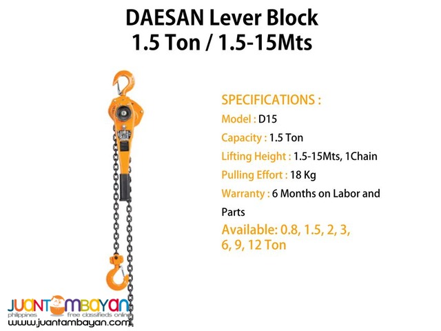 Lever Block 1.5 Ton D1 Type (Made In Korea)