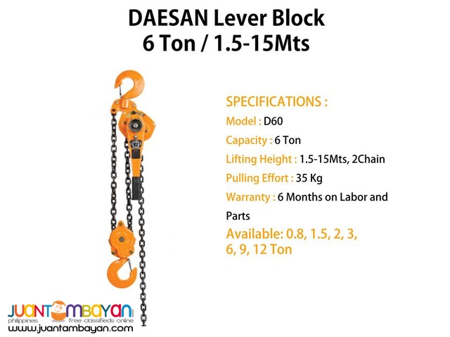Lever Block 6 Ton D1 Type (Made In Korea)