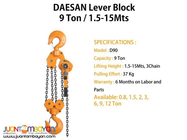 Lever Block 9 Ton D1 Type (Made In Korea)