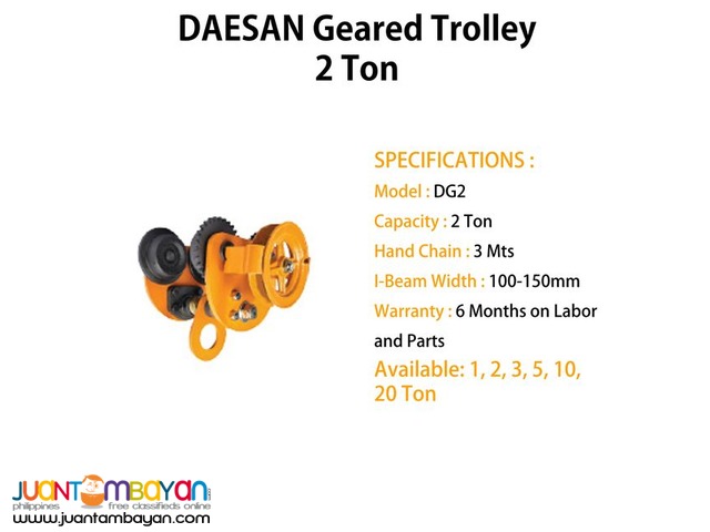 Geared Trolley 2 Ton (Made In Korea)