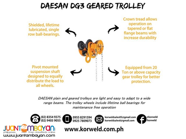 Geared Trolley 3 Ton (Made In Korea)