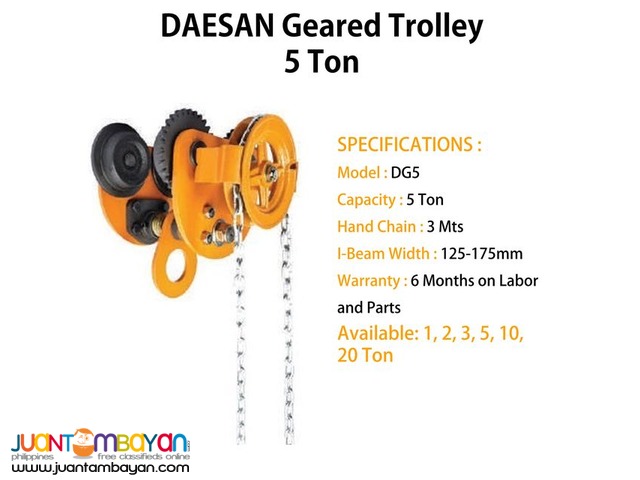 Geared Trolley 5 Ton (Made In Korea)