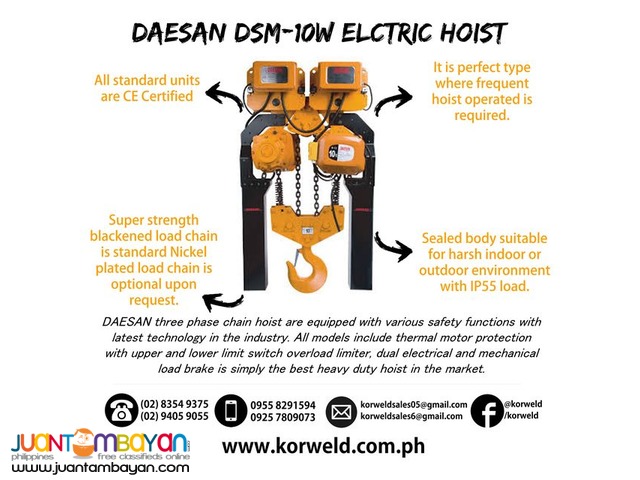 Electric Hoist 10 Ton Motorize Trolley (Made In Korea)