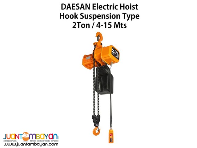 Electric Hoist 2 Ton Hook Suspension Type (Made in Korea)
