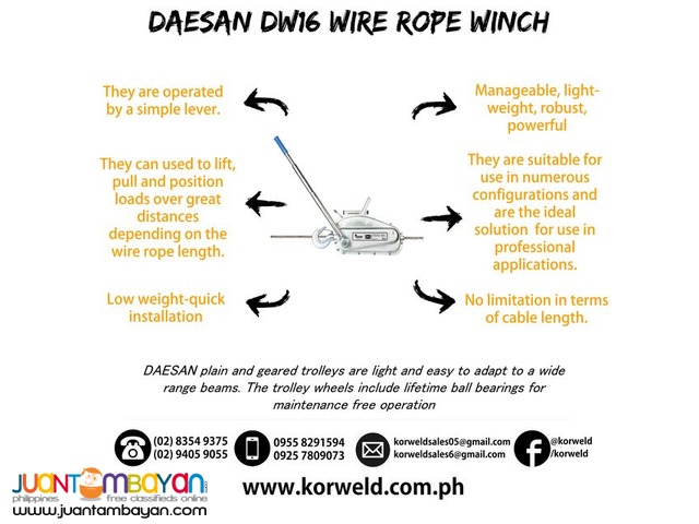 Wire Rope Winch 1.6 Ton (Made In Korea)