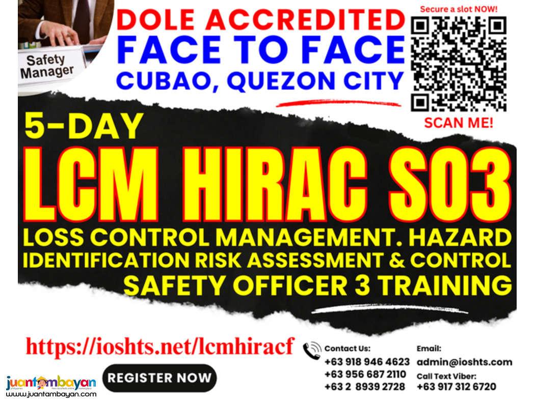 Face To Face LCM HIRAC SO3 Training Safety Officer 3 DOLE Training