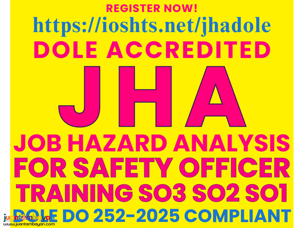 SO3 Training Safety Officer 3 Training jHA DOLE SO2 SO1 Training