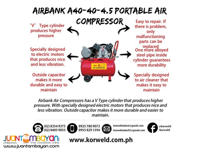 Portable Air Compressor 4.5HP 40Liters