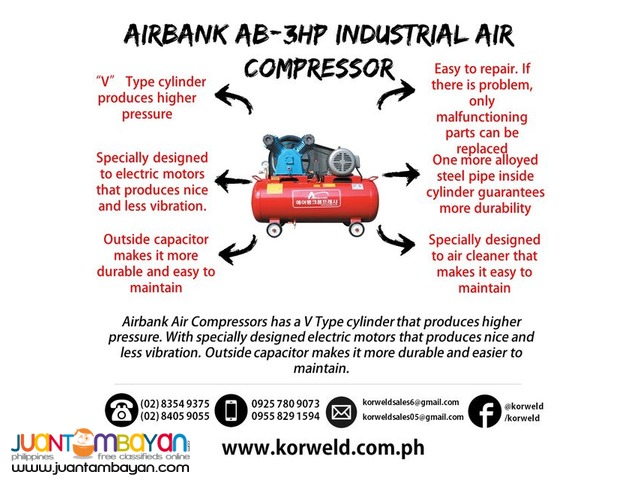 Industrial Air Compressor 3HP 210Liters