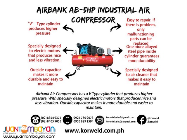 Industrial Air Compressor 5HP 210Liters