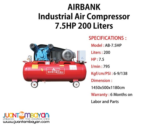 Industrial Air Compressor 7.5HP 200Liters