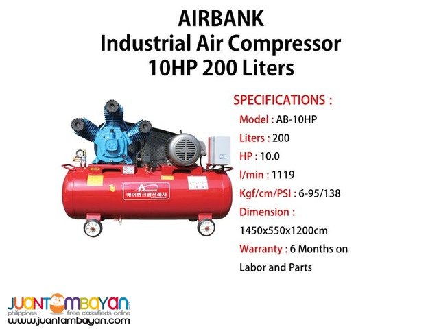 Industrial Air Compressor 10HP 200Liters