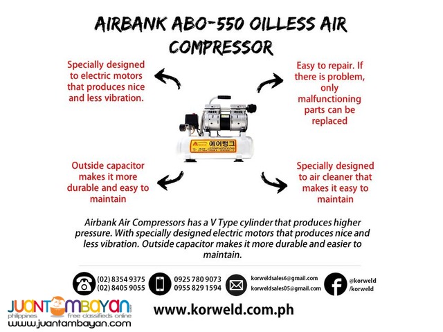 Oilless Air Compressor 3/4HP 9Liters