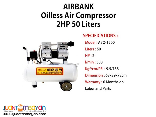 Oilless Air Compressor 2HP 50Liters