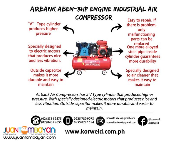  Engine Air Compressor 3HP 110Liters